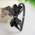 beautiful white pot black ribbon bow plastic hair bands for girl